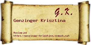 Genzinger Krisztina névjegykártya